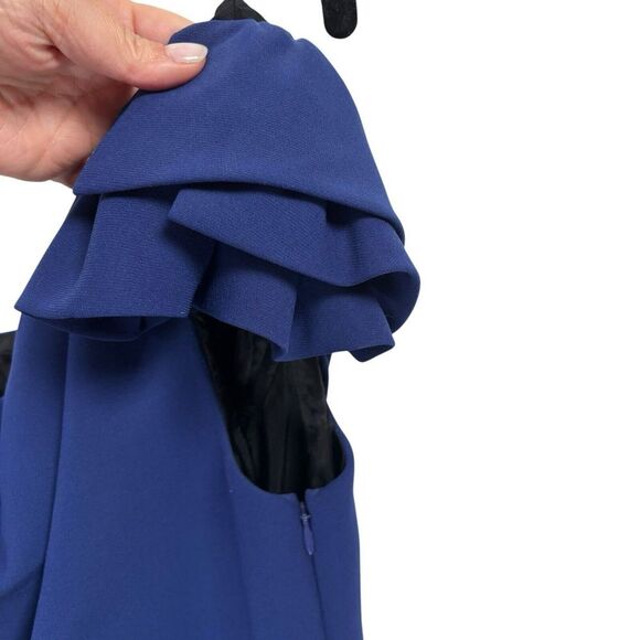 Shoshanna Stacie One Shoulder Mini‎ Dress Blue Designer Classy Formal Size 2 - Picture 7 of 11